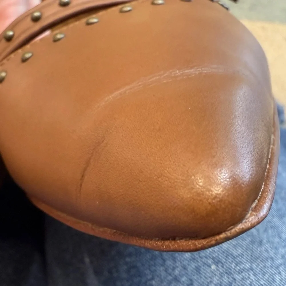 Coach Jody Tan Leather Studded Pointed Toe Flats Ankle Strap Women’s Size 8.5 - Picture 7 of 7